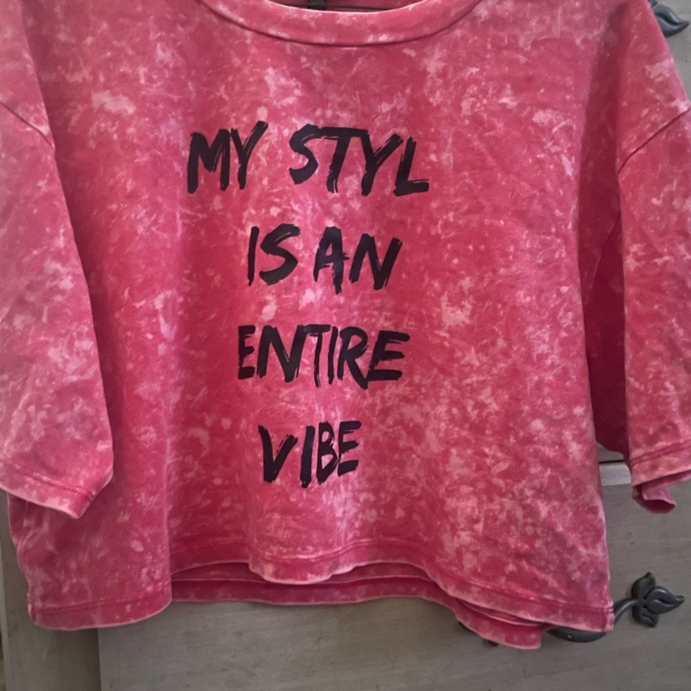 Love Pink Tee with Black Graphic